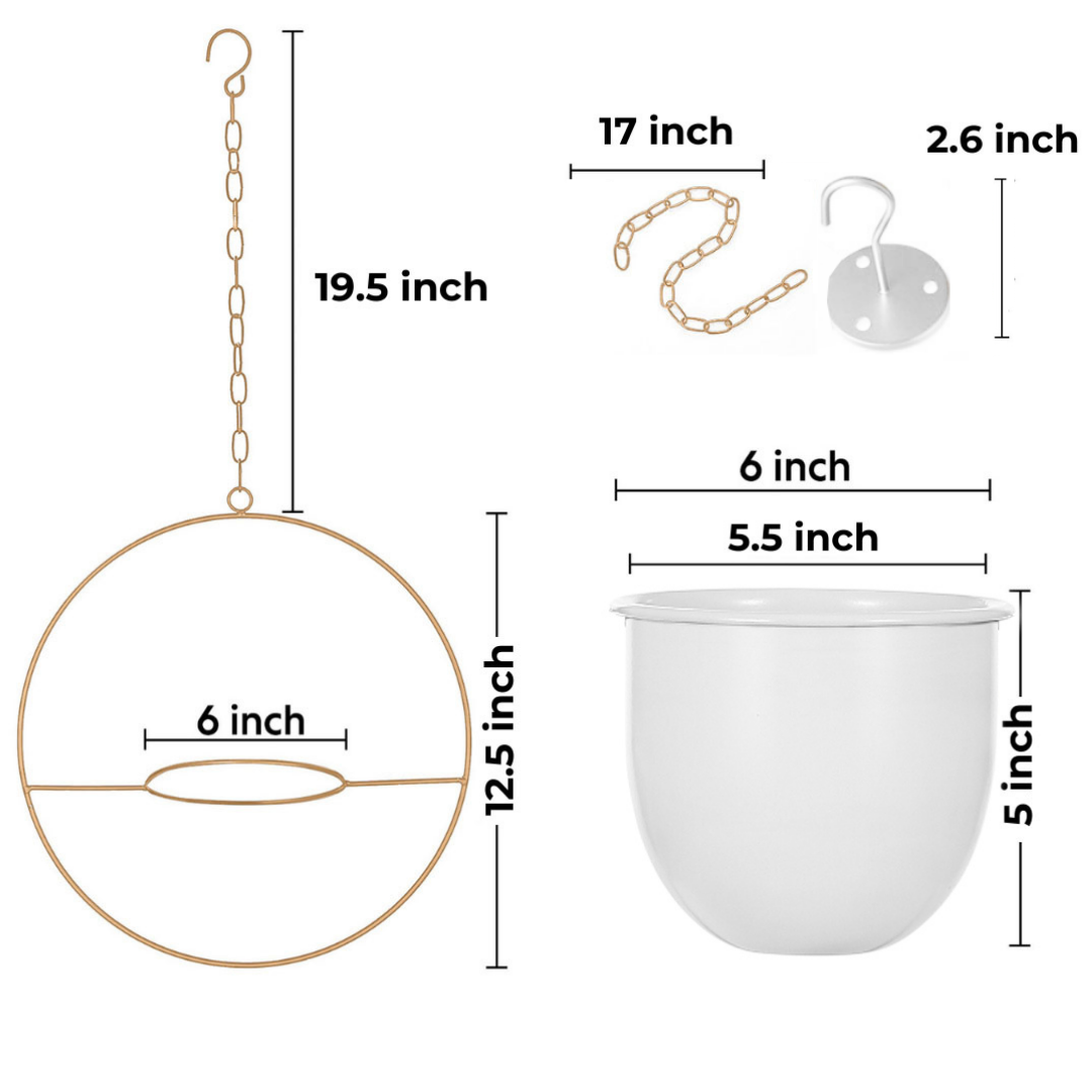 Buy Now Modern Metal Hanging Planters with 6 inch Pot Online | Shineloha
