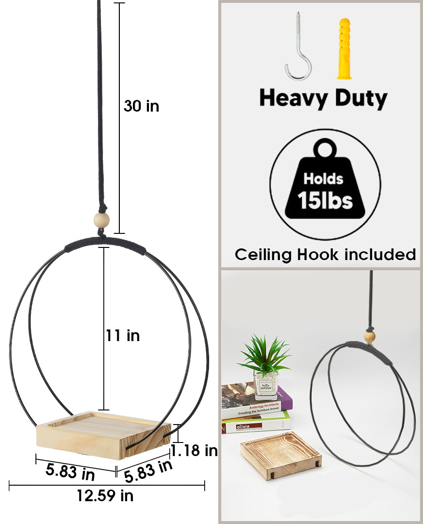 Buy Now Plant Hanger with Wood Base Online | Shineloha