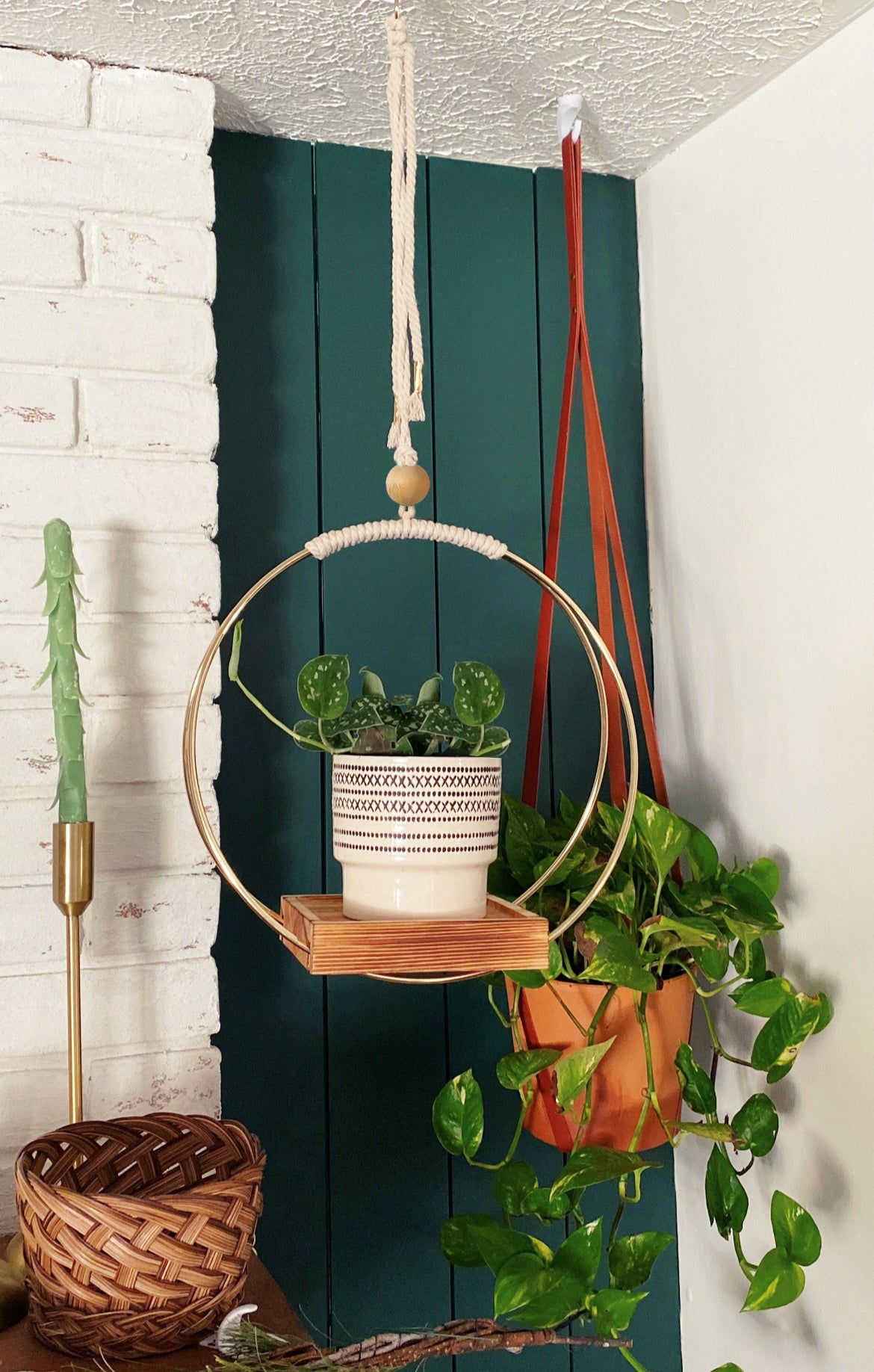 Buy Now Plant Hanger with Wood Base Online | Shineloha