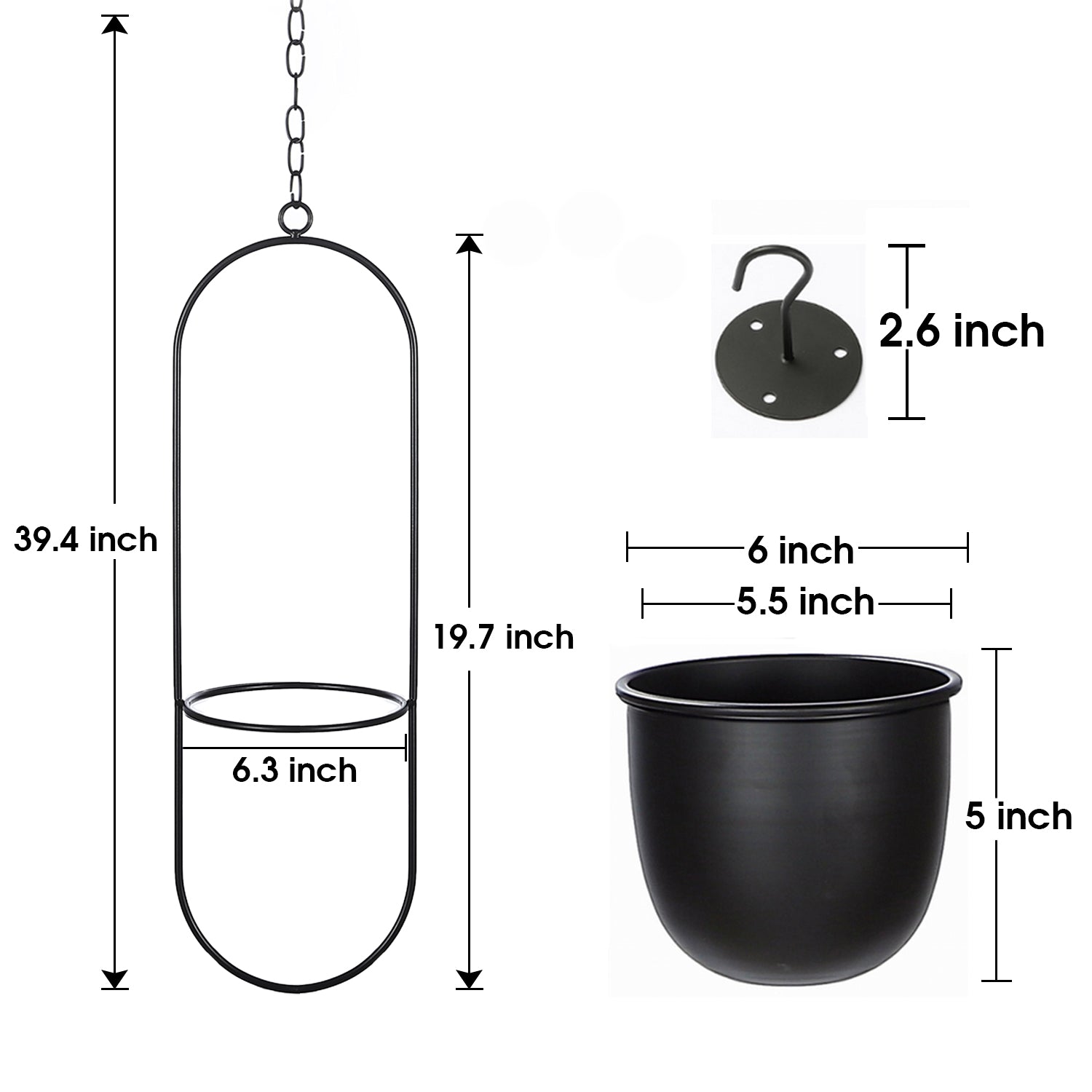Buy Now Metal Minimalist Hanging Planters with 6 inch Pot Online